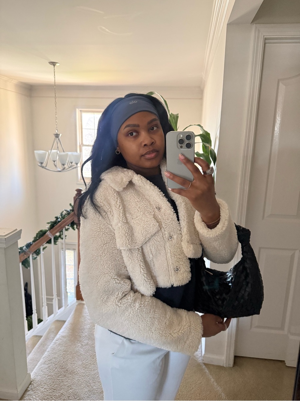 Zara Cream Sherpa Cropped Jacket